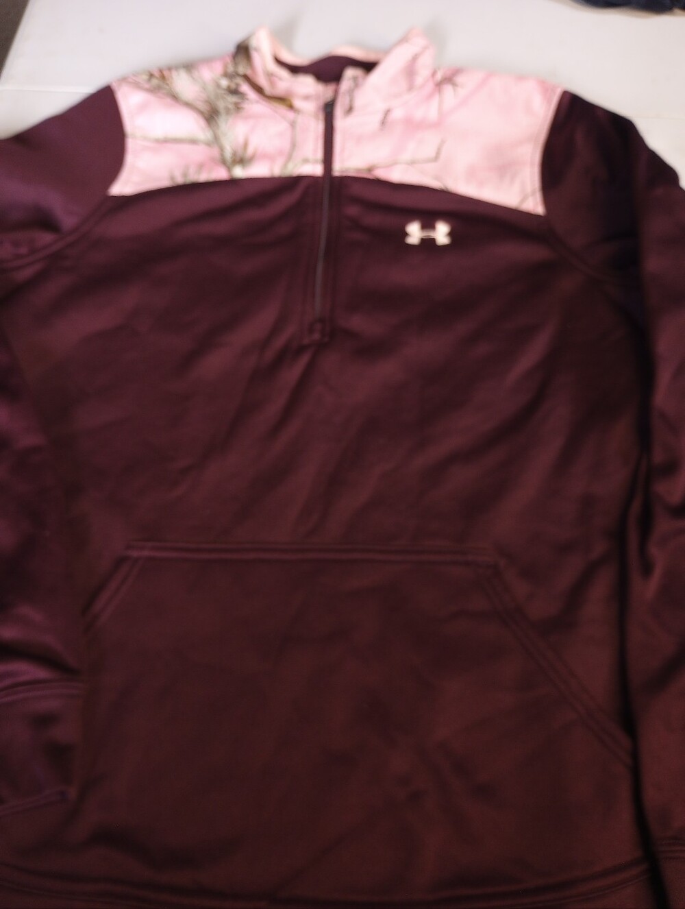 Under Armour Women's Half-Zip Pullover - Maroon with Light Pink Yoke Size Small